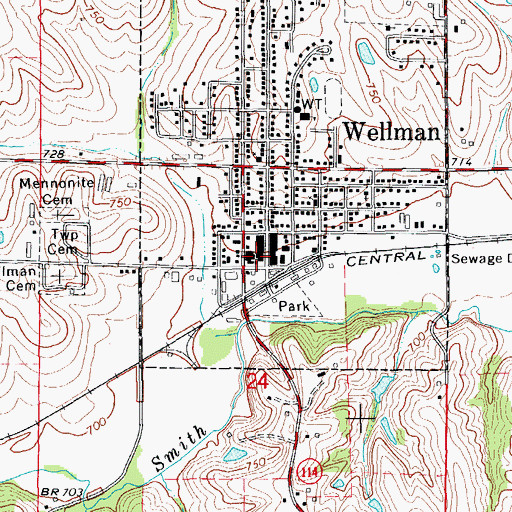 Topographic Map of Zion Christian Fellowship, IA