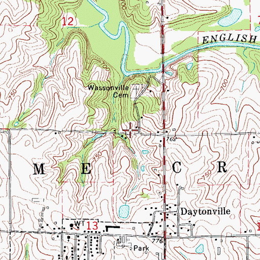 Topographic Map of Wellman City Park, IA