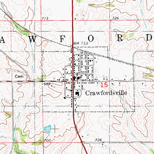 Topographic Map of Crawfordsville United Church, IA