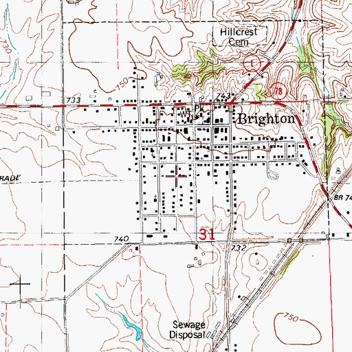 Topographic Map of Brighton (historical), IA