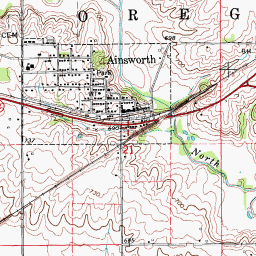 Topographic Map of Farmers Co-op Elevator, IA