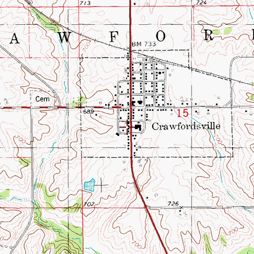 Topographic Map of Old Military Road Historical Marker, IA