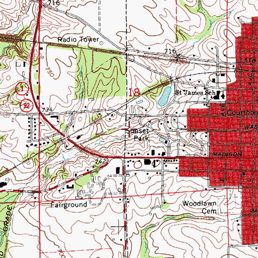 Topographic Map of 1840 Log Cabin Historical Marker, IA