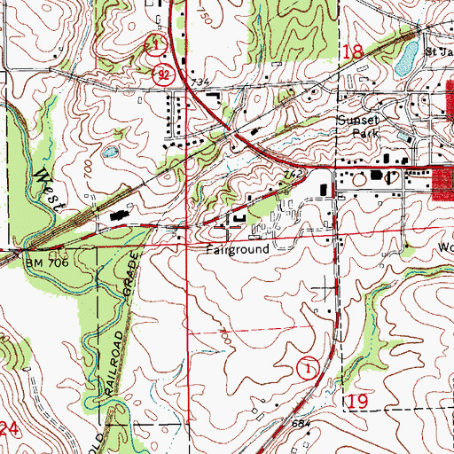 Topographic Map of Washington County Fairgrounds, IA