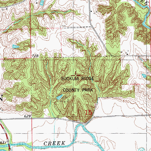 Topographic Map of Sockum Ridge Park Trail, IA