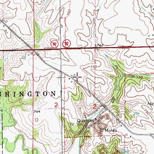 Topographic Map of Philips Cemetery, IA