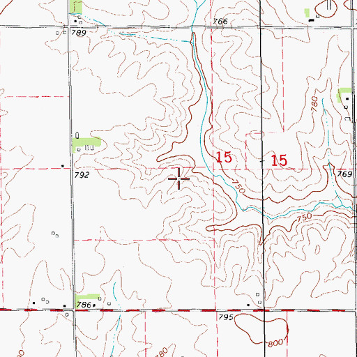 Topographic Map of Center Cemetery, IA