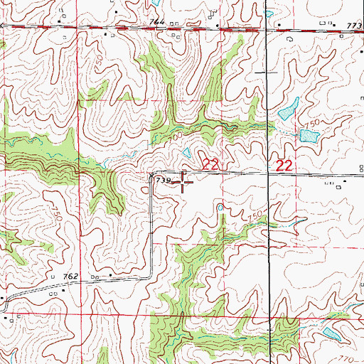 Topographic Map of Middleton Cemetery, IA