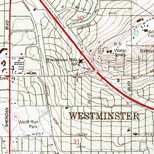 Topographic Map of Pillar of Fire, CO