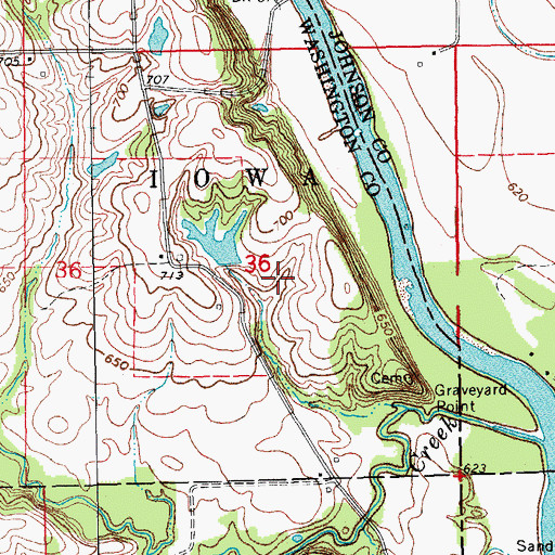 Topographic Map of Clark Cemetery, IA