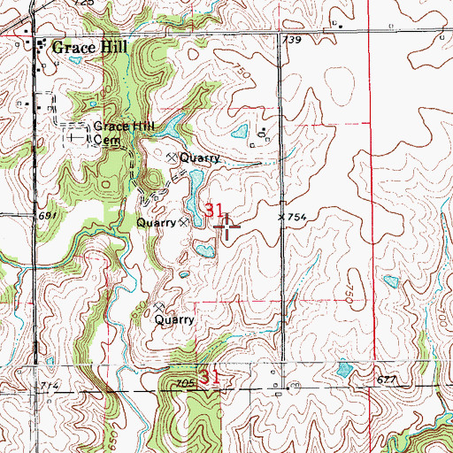 Topographic Map of Todd Cemetery, IA