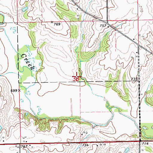 Topographic Map of Craven Cemetery, IA