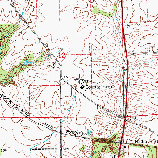 Topographic Map of County Farm Cemetery, IA