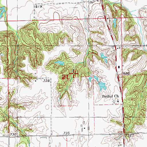 Topographic Map of Martin Cemetery, IA