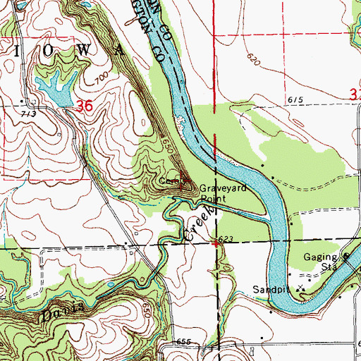 Topographic Map of Grave Yard Point Cemetery, IA