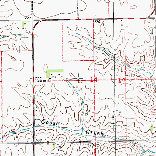 Topographic Map of Grand Prairie Cemetery, IA
