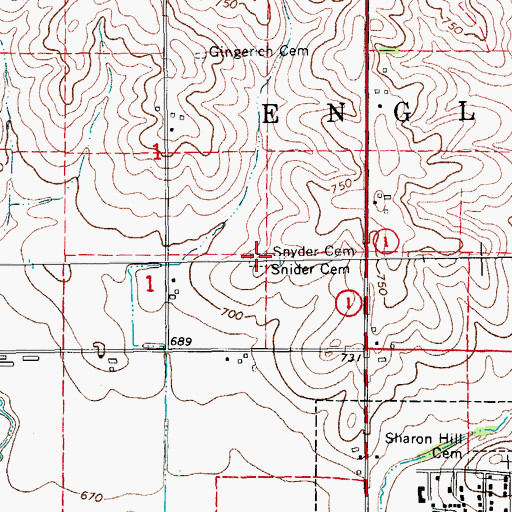 Topographic Map of Snider Cemetery, IA