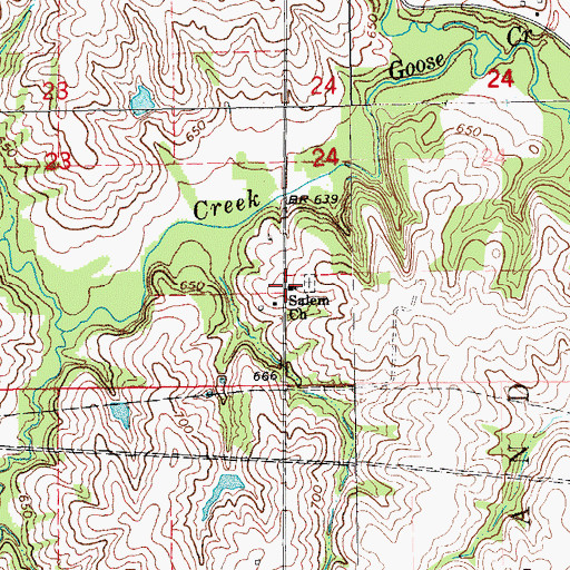 Topographic Map of Salem Church, IA