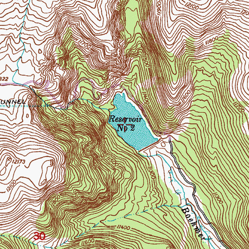 Topographic Map of Boehmer Reservoir, CO