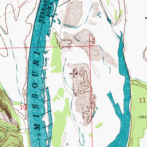 Topographic Map of Blackbird/Ivy Island Wildlife Area, IA