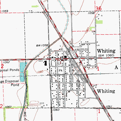 Topographic Map of Whiting Public Library, IA