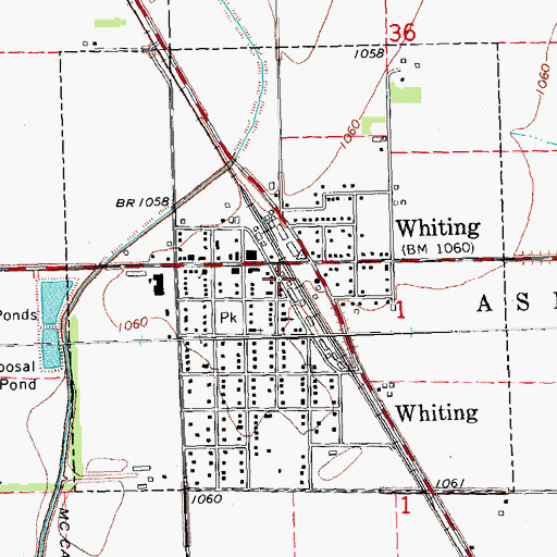 Topographic Map of Whiting, IA