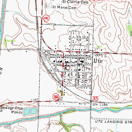 Topographic Map of Ute Fire Department, IA