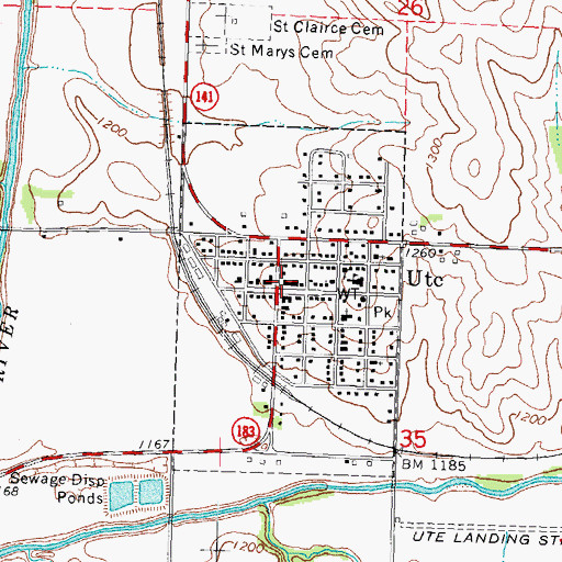Topographic Map of Ute City Hall, IA