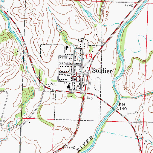 Topographic Map of Soldier Community Building, IA