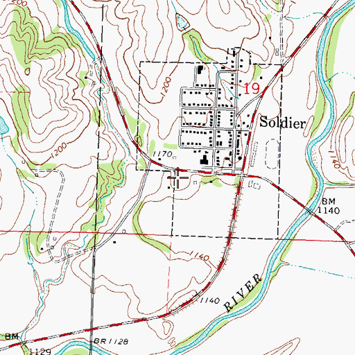 Topographic Map of Soldier Elevator, IA