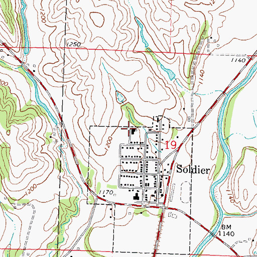 Topographic Map of Soldier Lutheran Church, IA