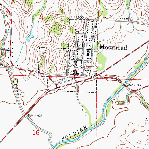 Topographic Map of Moorhead City Hall, IA