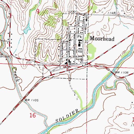 Topographic Map of Moorhead (historical), IA