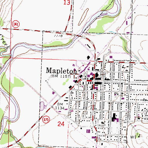 Topographic Map of Mapleton (historical), IA
