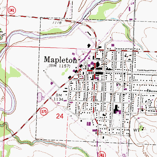 Topographic Map of Mapleton Fire Department, IA
