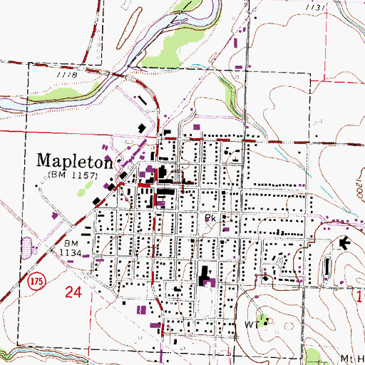 Topographic Map of Mapleton Post Office, IA