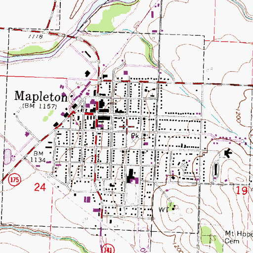 Topographic Map of Mapleton Public Library, IA
