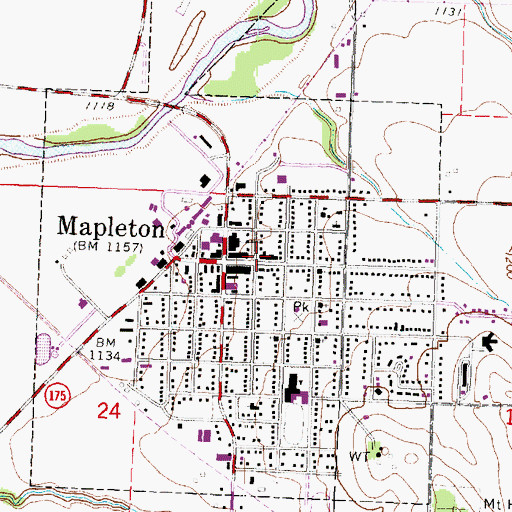 Topographic Map of Mapleton City Hall, IA