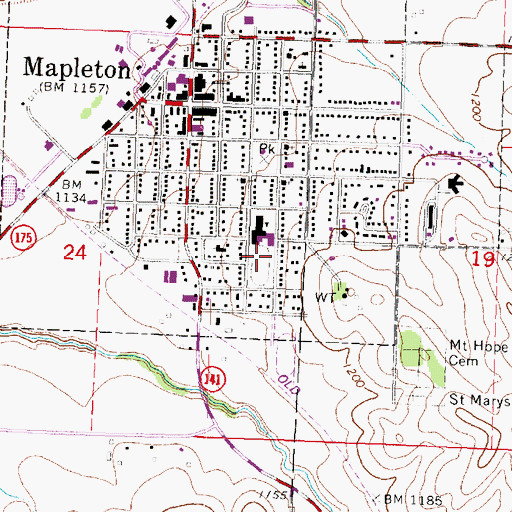 Topographic Map of Maple Valley - Anthon Oto High School, IA