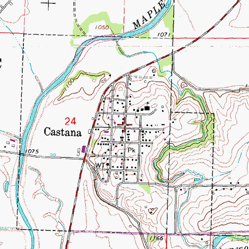 Topographic Map of Castana Fire Department, IA