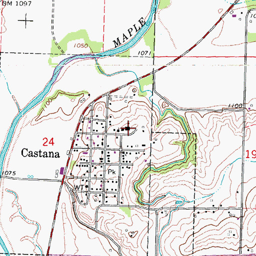 Topographic Map of Castana Elementary School, IA