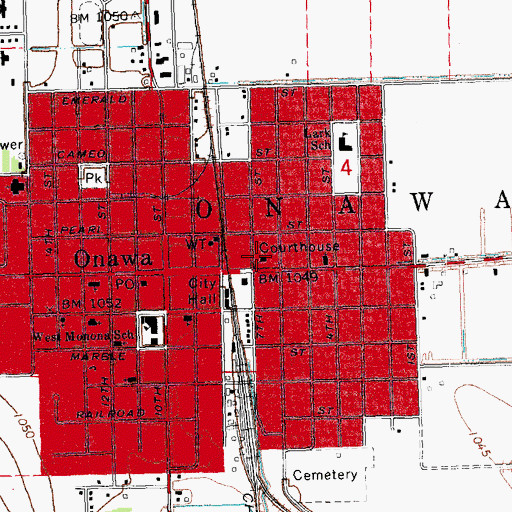 Topographic Map of Monona County Courthouse, IA