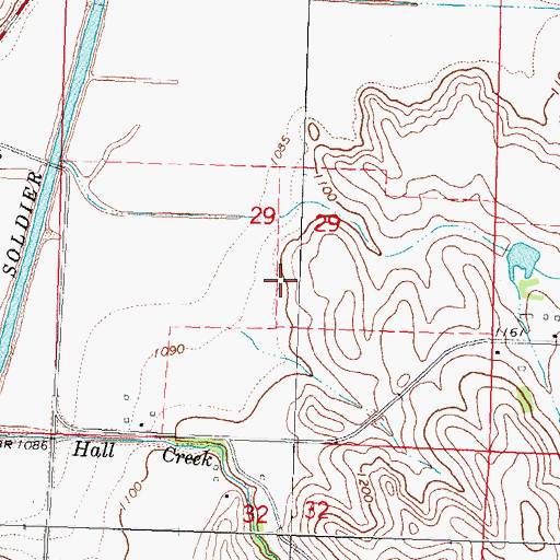 Topographic Map of Hall Creek Post Office (historical), IA