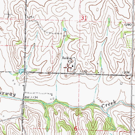 Topographic Map of Soldier Cemetery, IA
