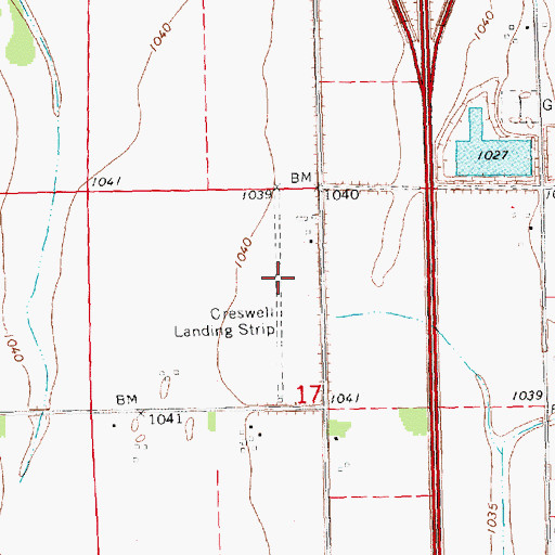 Topographic Map of Creswell Landing Strip (historical), IA