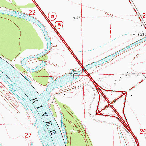 Topographic Map of Three Rivers Wildlife Area, IA