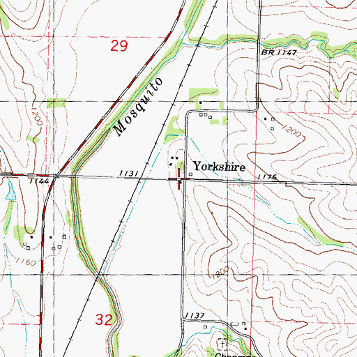 Topographic Map of Yorkshire Post Office (historical), IA