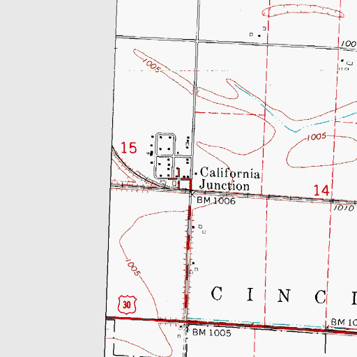 Topographic Map of California Junction, IA