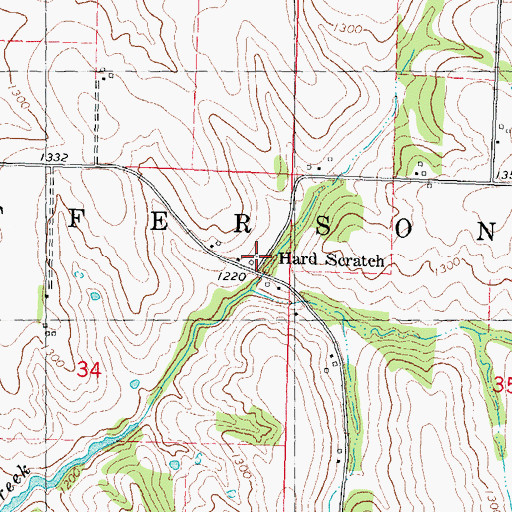 Topographic Map of Reeder Mills Post Office (historical), IA
