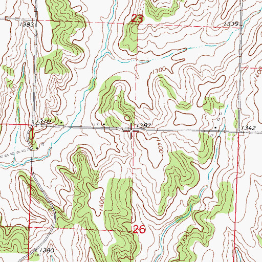Topographic Map of Allen Post Office (historical), IA